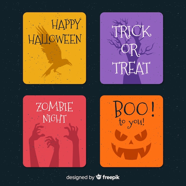 Free Vector halloween greeting set