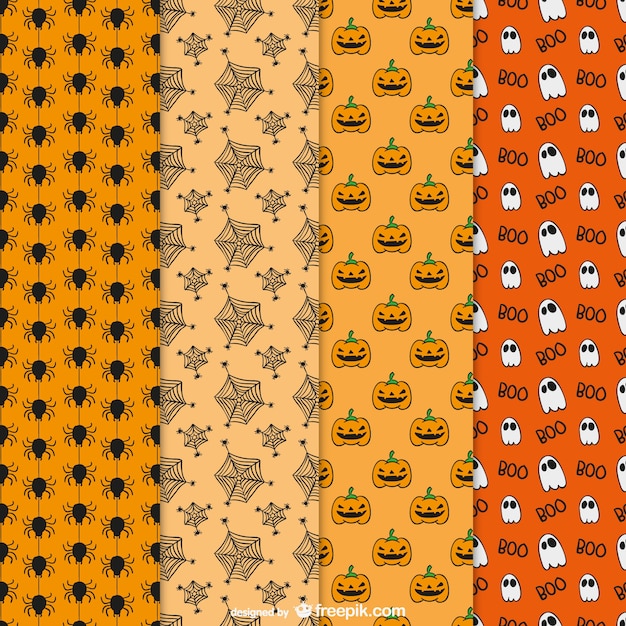 Free vector halloween hand drawn patterns