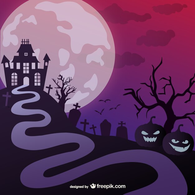 Halloween haunted castle illustration