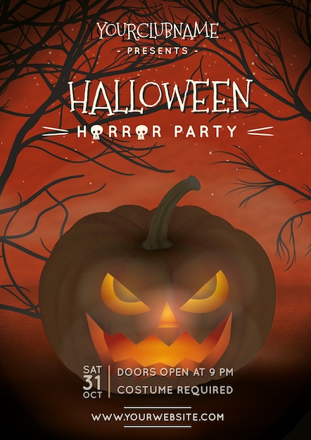 Free Vector halloween horror party poster