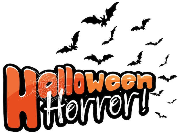 Free vector halloween horror word logo with bats