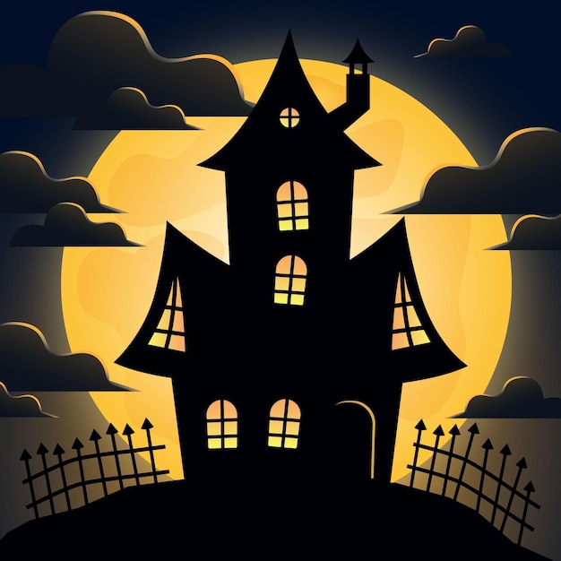 Free Vector halloween house in flat design