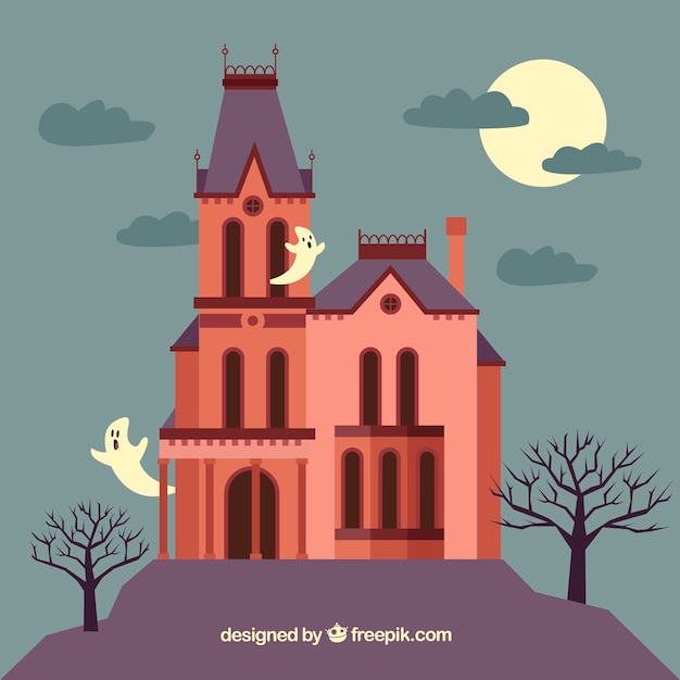 Halloween house with flat design