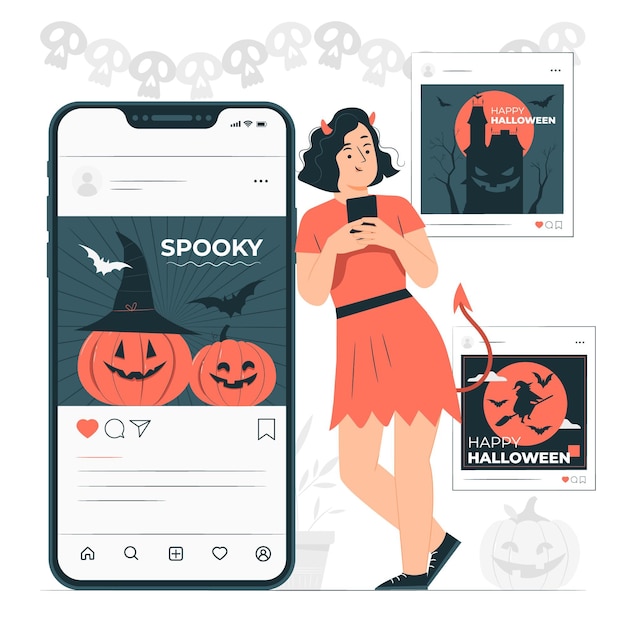 Free Vector halloween instagram feed concept illustration