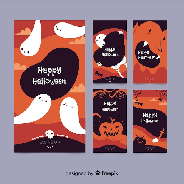 Halloween instagram stories collection with ghosts