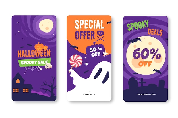 Free Vector halloween instagram stories collection