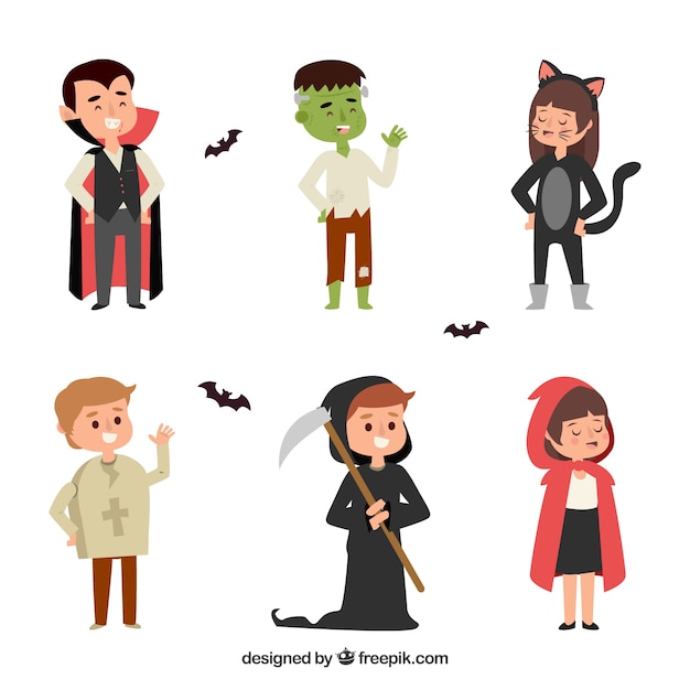 Free vector halloween kid costumes