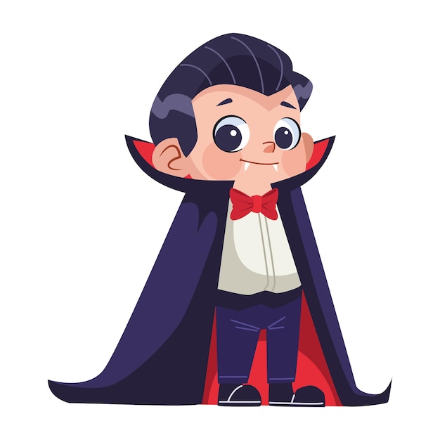 Free Vector halloween kid disguised dracula illustration isolated