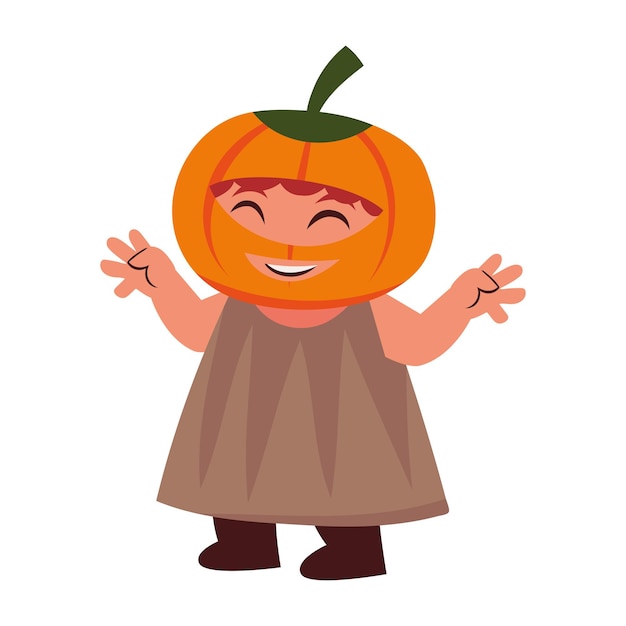 Free vector halloween kid disguised pumpkin illustration isolated