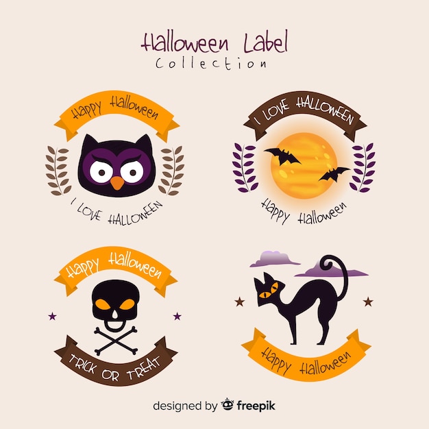 Halloween labels collection in flat design