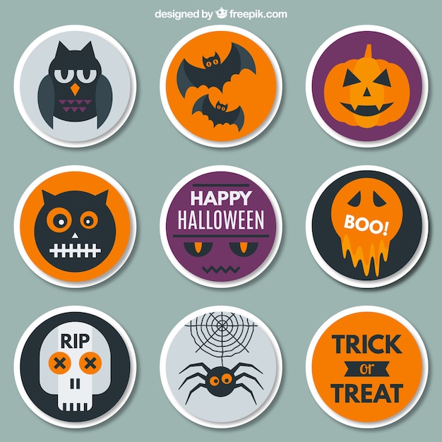 Free Vector halloween labels collection