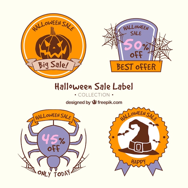 Free Vector halloween labels collection