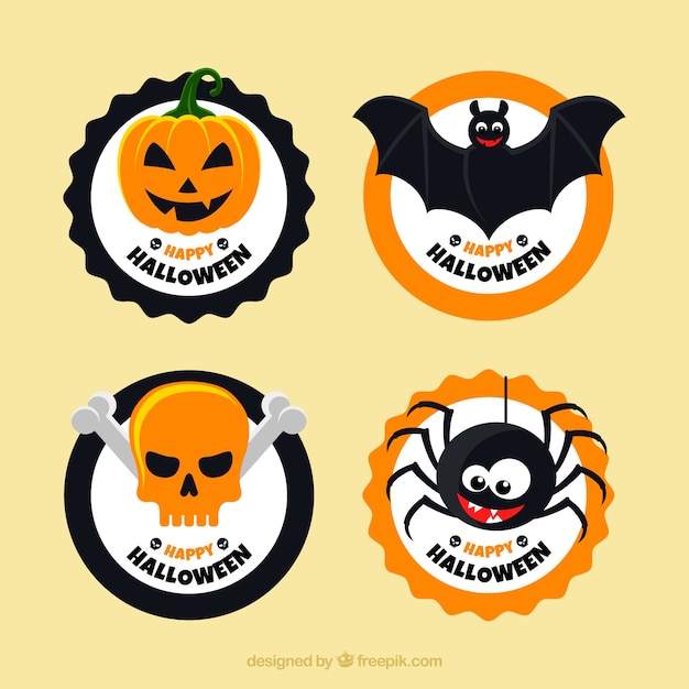 Free Vector halloween labels with funny style