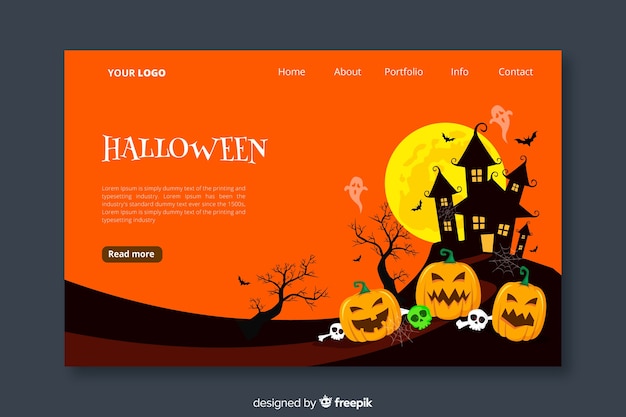 Halloween landing page in flat design