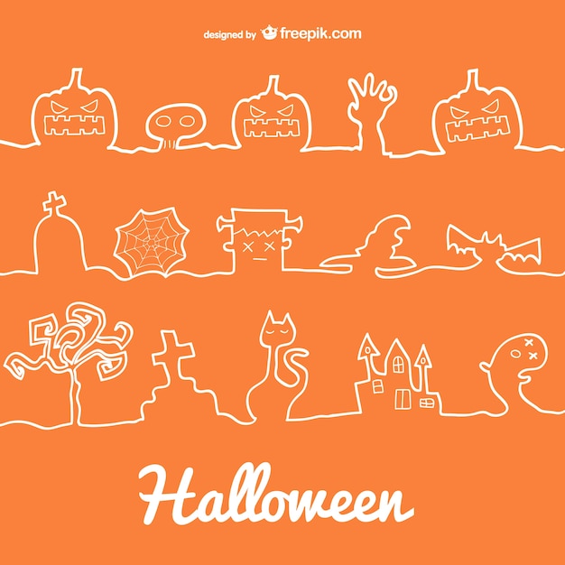 Halloween line decoration icons