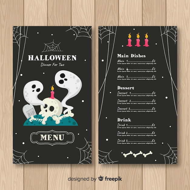 Halloween menu template in flat design