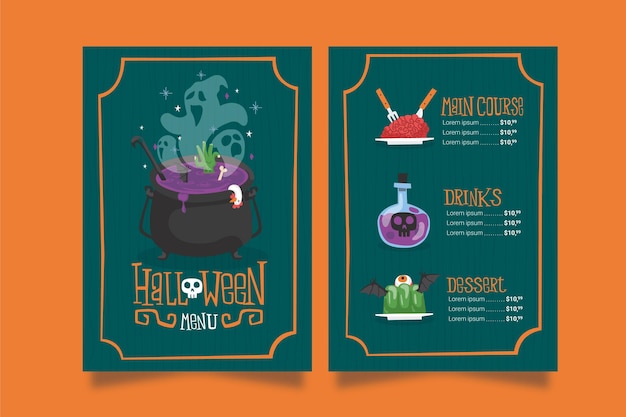 Halloween menu template theme