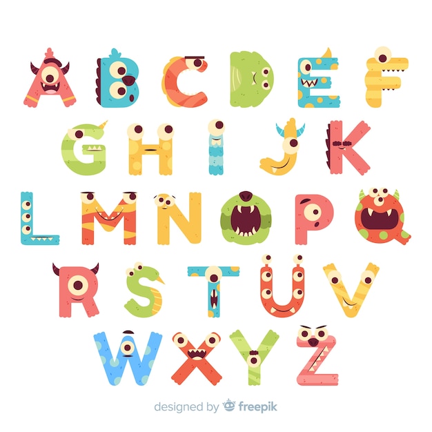 Halloween monster alphabet with funny eyes