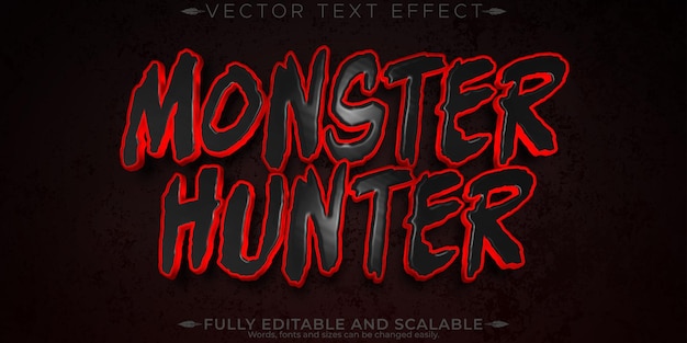 Free Vector halloween monster text effect editable horror and scary text style