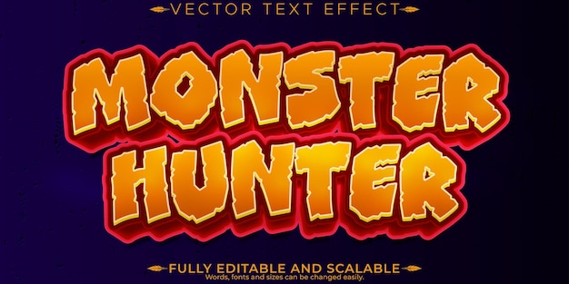 Free Vector halloween monster text effect editable horror and scary text style