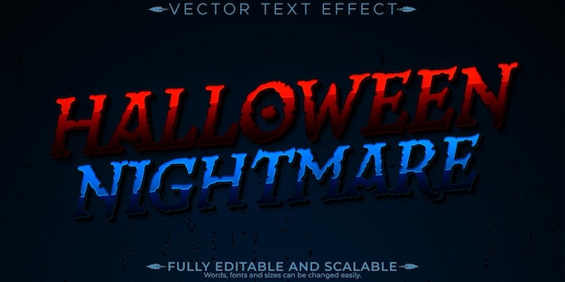 Free Vector halloween monster text effect editable horror and scary text style