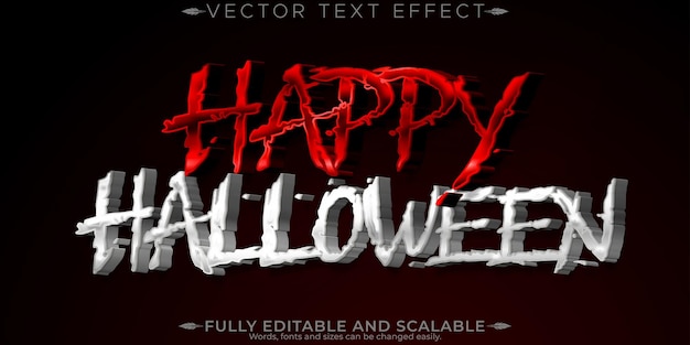 Free Vector halloween monster text effect editable horror and scary text style