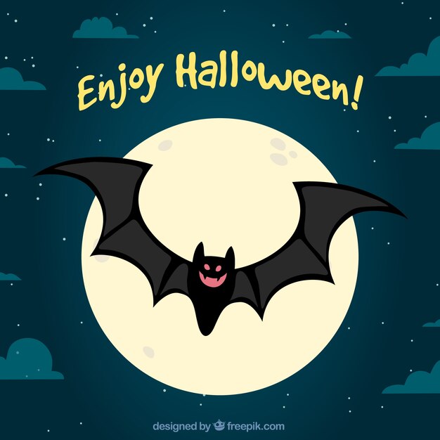 Halloween night background with bat