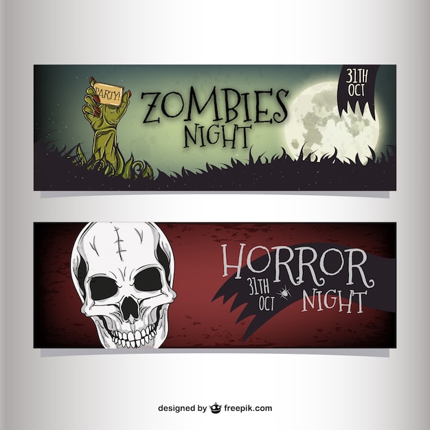 Free Vector halloween night party banners