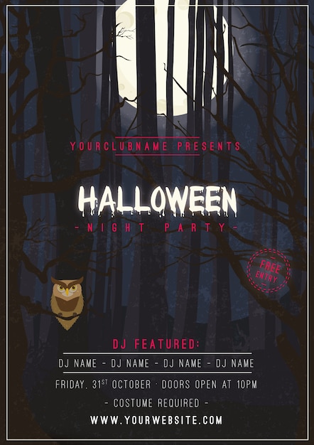 Free vector halloween night party poster