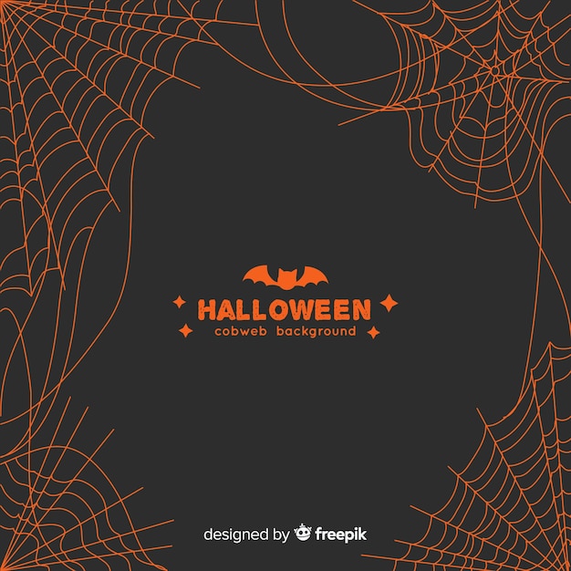 Free Vector halloween orange cobweb background