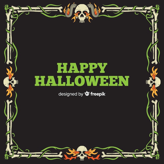 Halloween ornamental frame with flat design