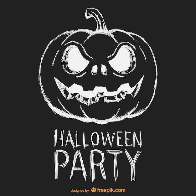 Free Vector halloween party black and white poster