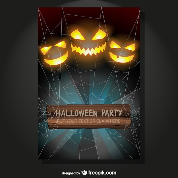 Free vector halloween party flyer