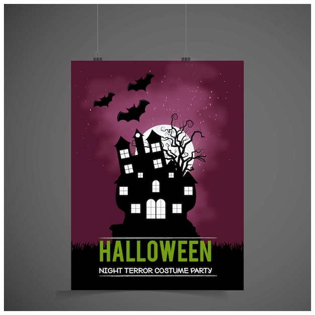 Free Vector halloween party invitation card with dark background vector