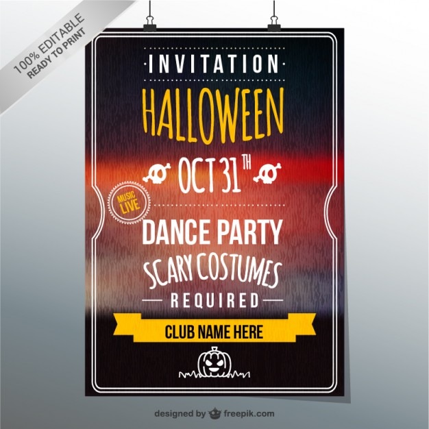 Free Vector halloween party invitation template