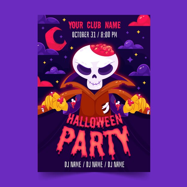 Halloween party poster in flat design