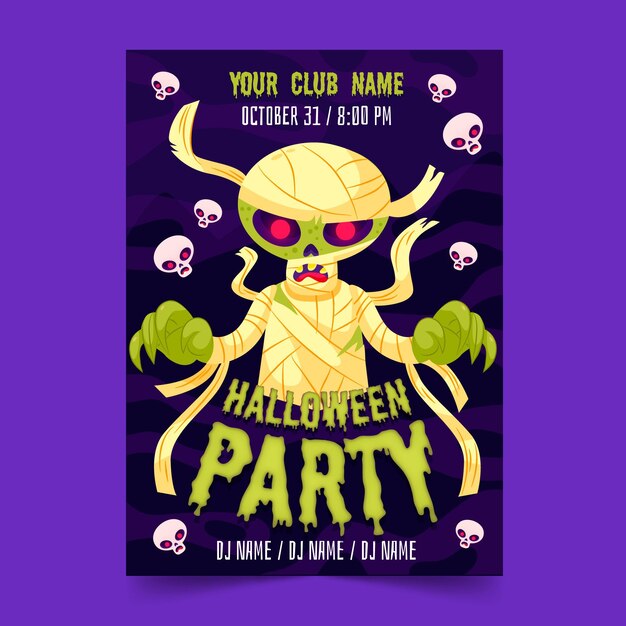 Halloween party poster in flat design