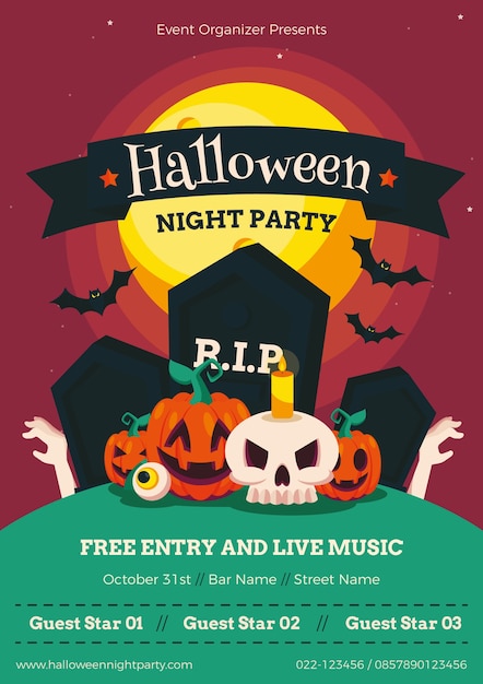 Halloween party poster template