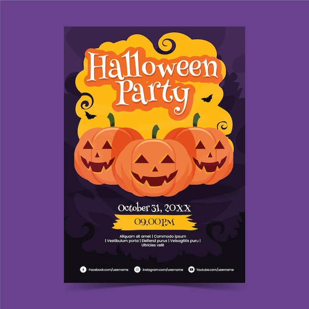 Free Vector halloween party poster template