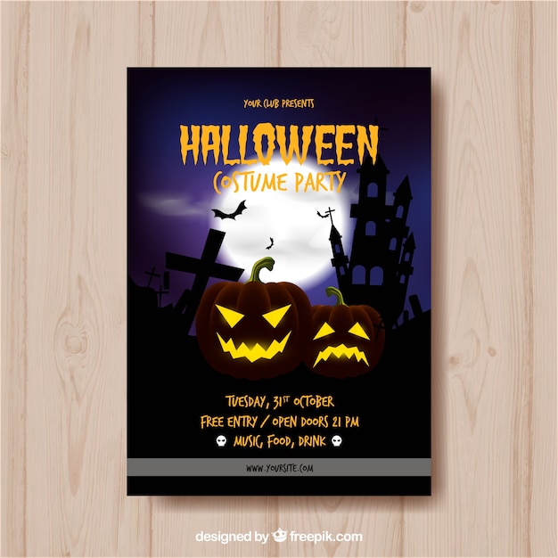 Halloween party poster with pumpkins