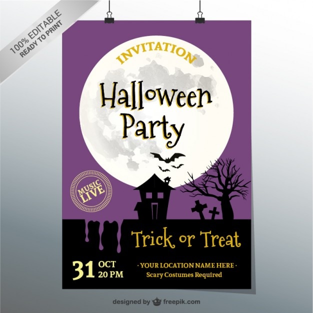 Free vector halloween party poster