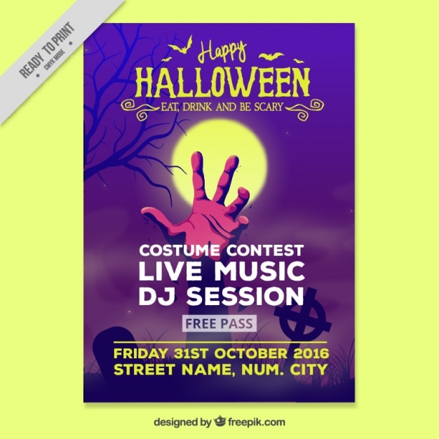 Free Vector halloween party poster