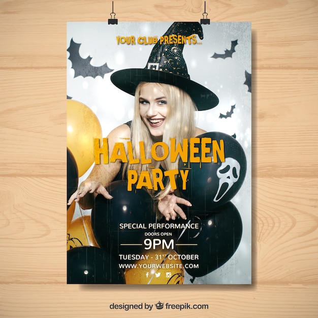 Free Vector halloween party poster