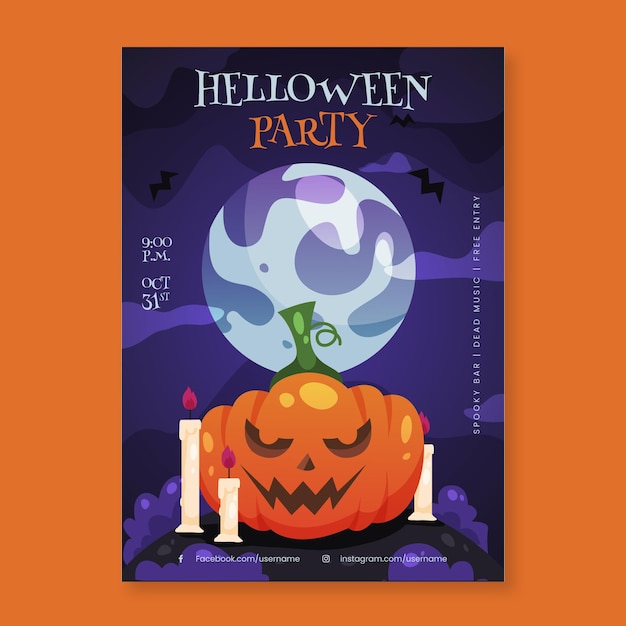 Free Vector halloween party poster