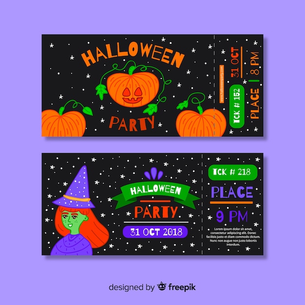 Free Vector halloween party tickets collection