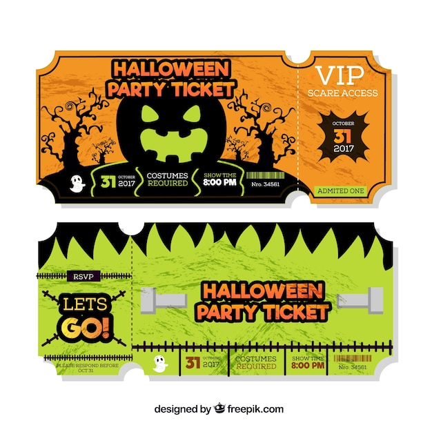 Halloween party tickets set