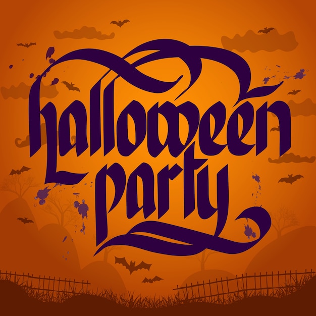 Free vector halloween party typographical lettering