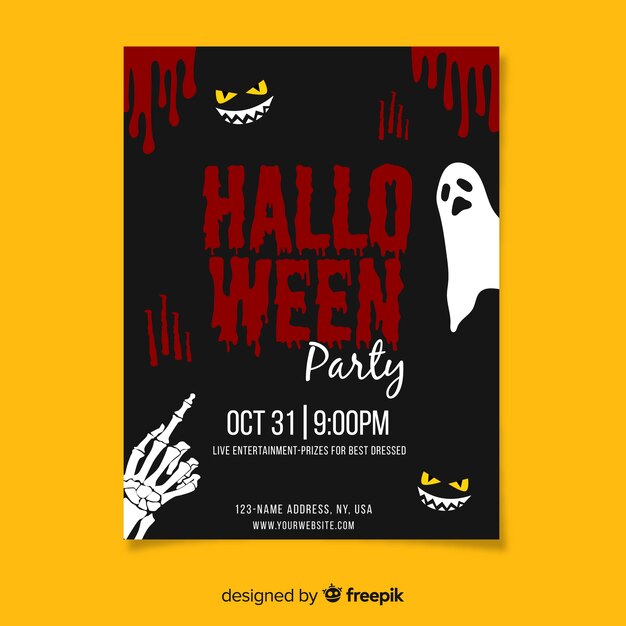 Halloween party with blood poster template