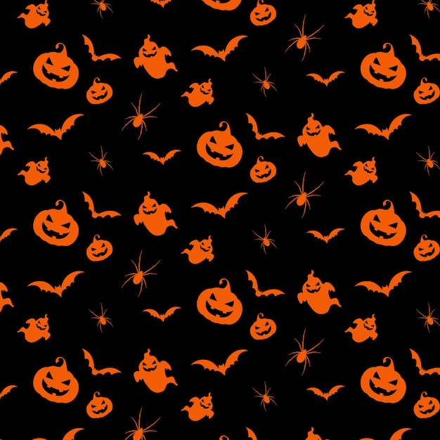 Free vector halloween pattern background in orange and black