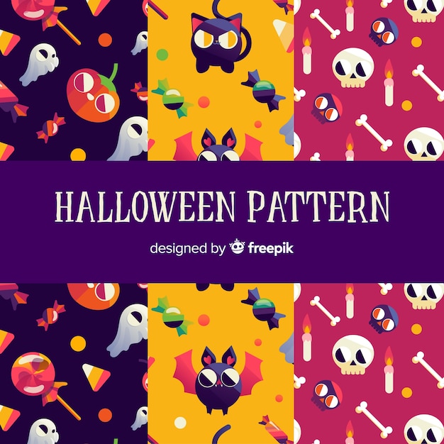 Halloween pattern collection in flat design